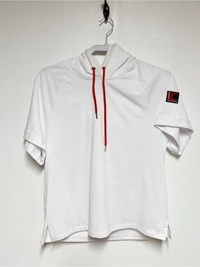 NWOT Lola Casademunt Limited Edition White Short Sleeve Womens Cotton Hoodie 8